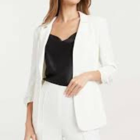 NWT Womens 5A7 Cinq A Sept "Lou" White One Button Blazer 0 - Picture 1 of 13